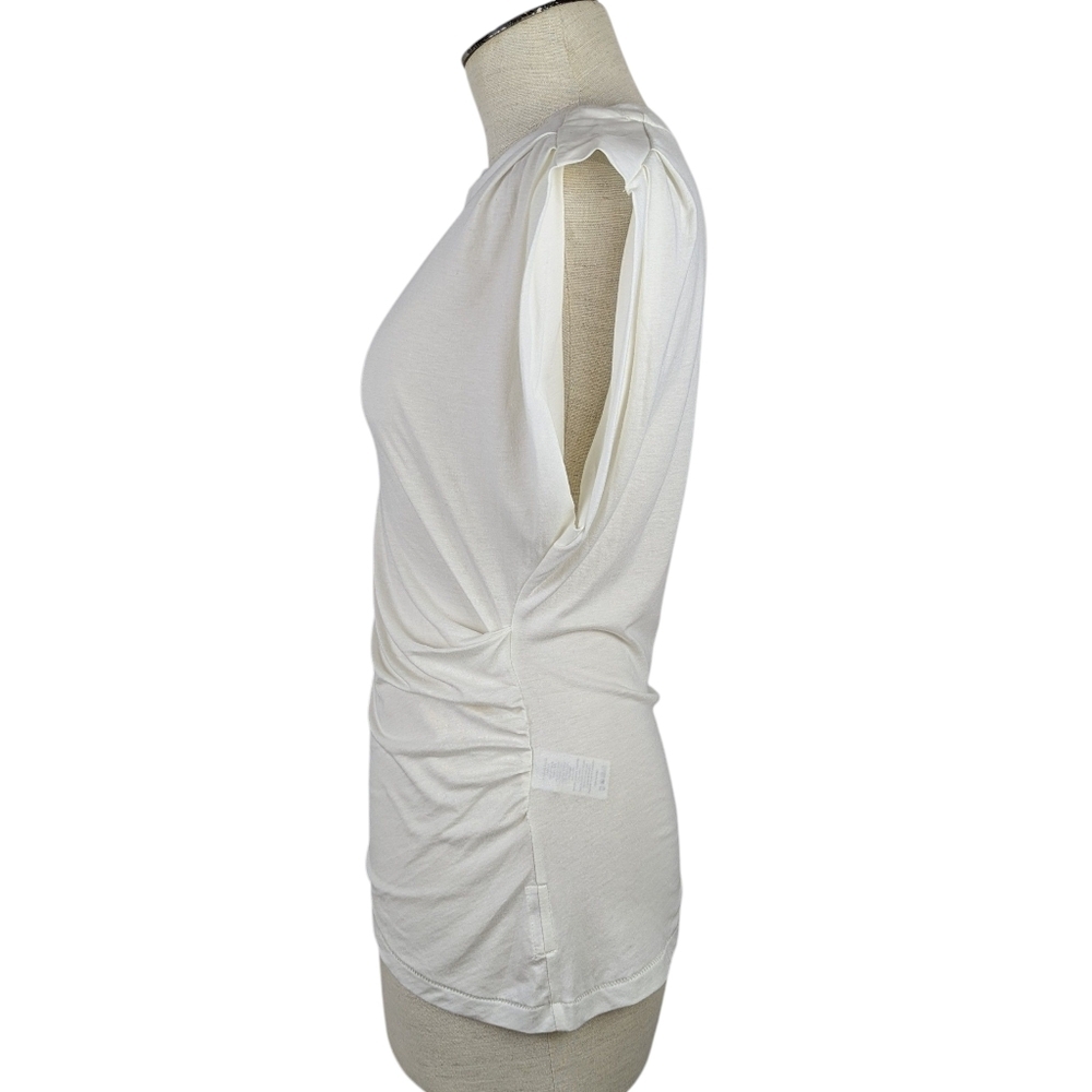 rag & bone The Jersey Pleat Tank Pleated Shirred Lightweight Fitted Ivory M NWT - Picture 8 of 11